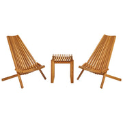 Set da bistrot 3 pezzi Acacia massiccia chiara 2 sedie pieghevoli e tavolo da tè Design a doghe