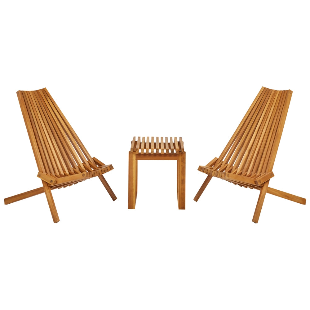 Set da bistrot 3 pezzi Acacia massiccia chiara 2 sedie pieghevoli e tavolo da tè Design a doghe