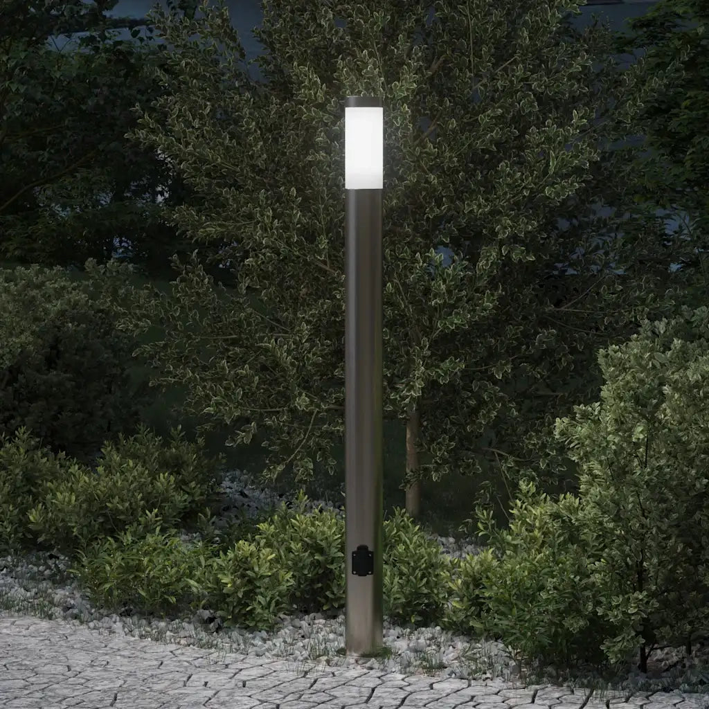 Lampada a paletto con presa elettrica 110 cm Acciaio Inox IP44 4006015