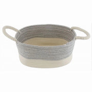 Trade Shop - Cesto Porta Biancheria Oggetti Corda Intrecciata Ovale Manici 35x25x16 Cm 10679 -