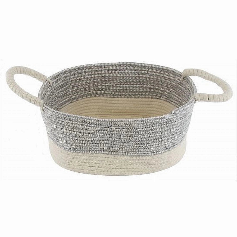 Trade Shop - Cesto Porta Biancheria Oggetti Corda Intrecciata Ovale Manici 35x25x16 Cm 10679 -