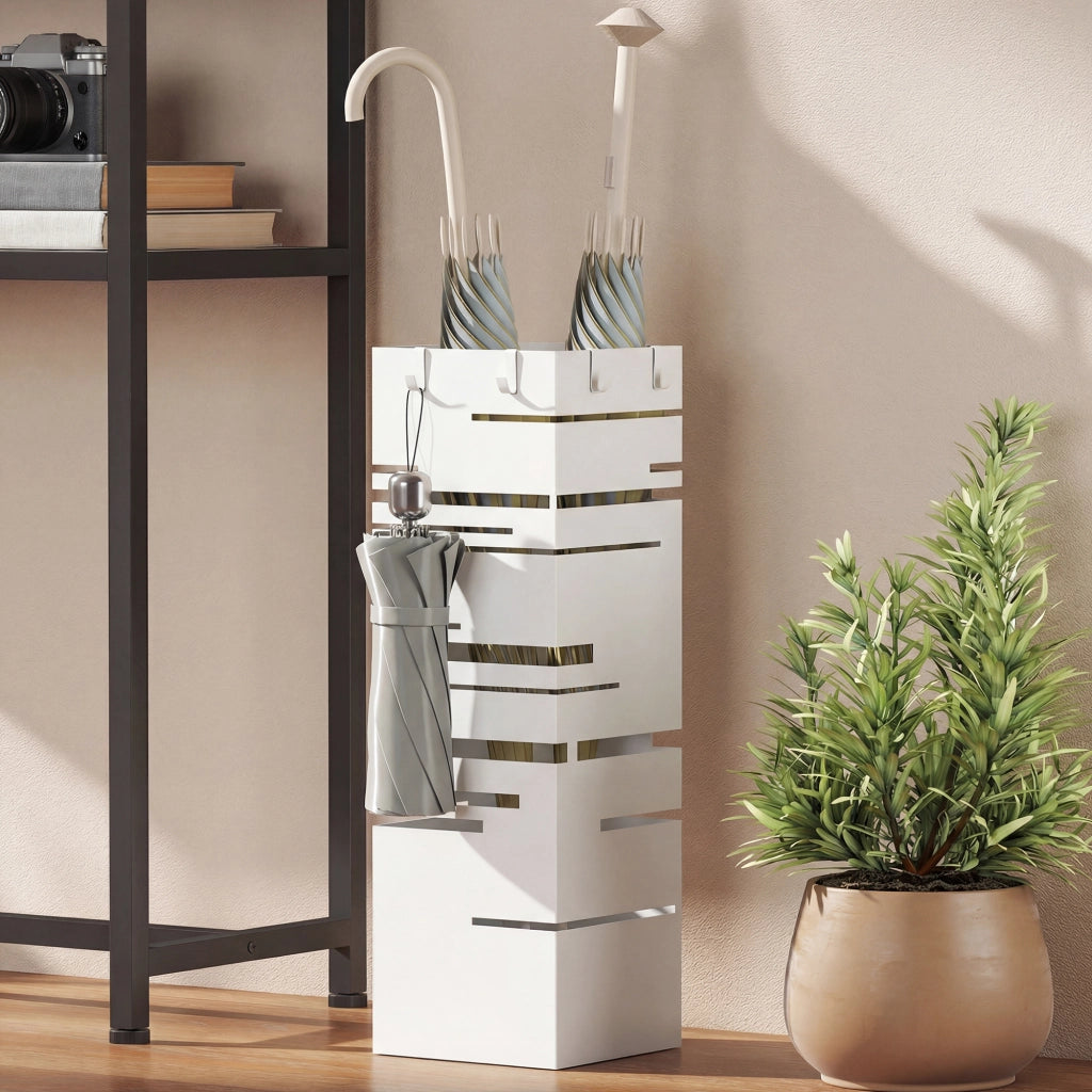 Portaombrelli ¨C Zephmum ¨C Bianco Metallo 15.5x15.5x49 cm