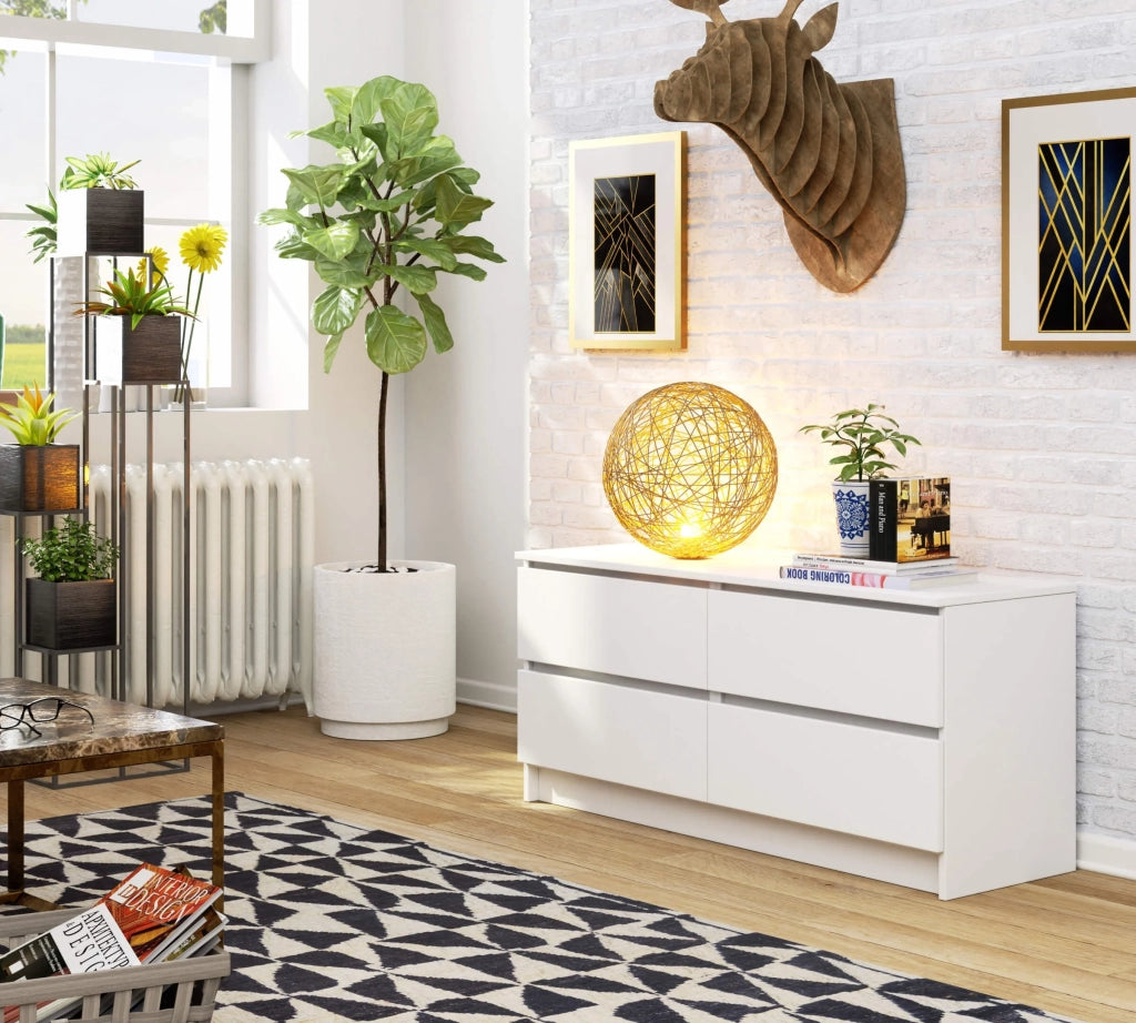 Cassettiera AKORD K120 Bianca 120 cm 4 cassetti 120x40x55 cm