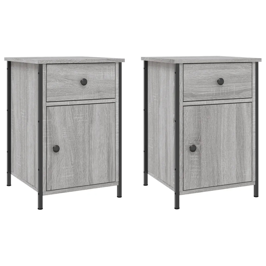 Comodini 2 pz-Set di 2 Tavolino da notte Grigio Sonoma 40x42x60 cm in Legno Multistrato 333171