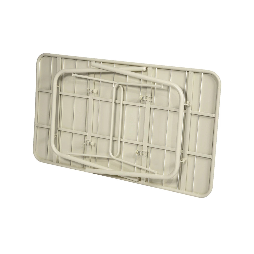 Set tavolo da giardino in acciaio con 6 sedie, 140cm, beige