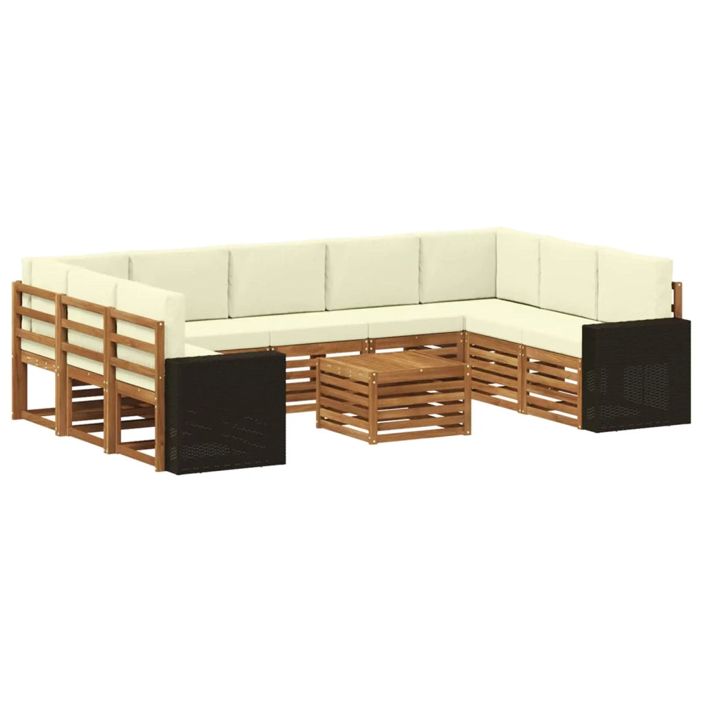 Set divani 10 pcs Naturale e Crema Legno di Acacia Massello 3384871