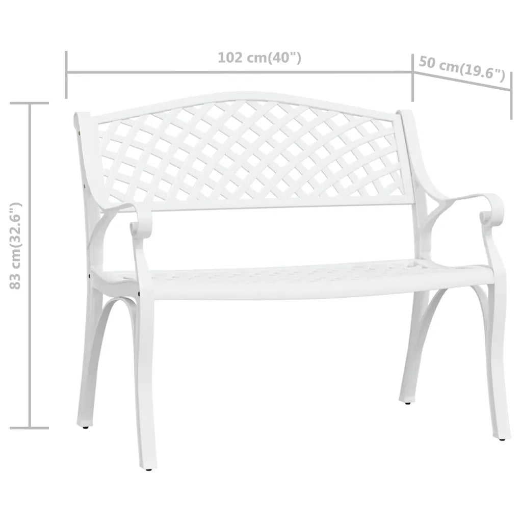 Panchina da Giardino 102 cm in Alluminio Pressofuso Bianco 317746