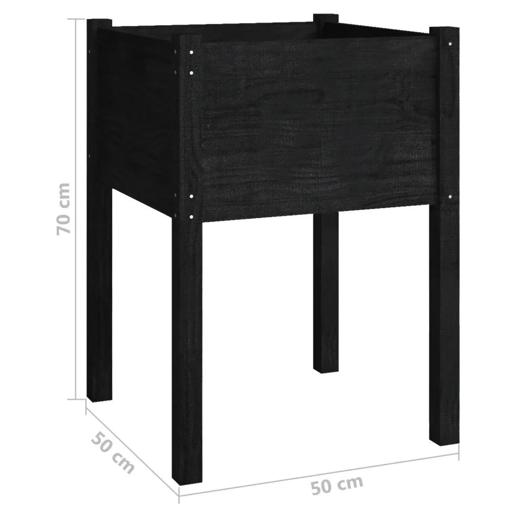 2 pz Fioriere | Cassetta per fiori | Vaso da Giardino Nere 50x50x70 cm in Massello di Pino