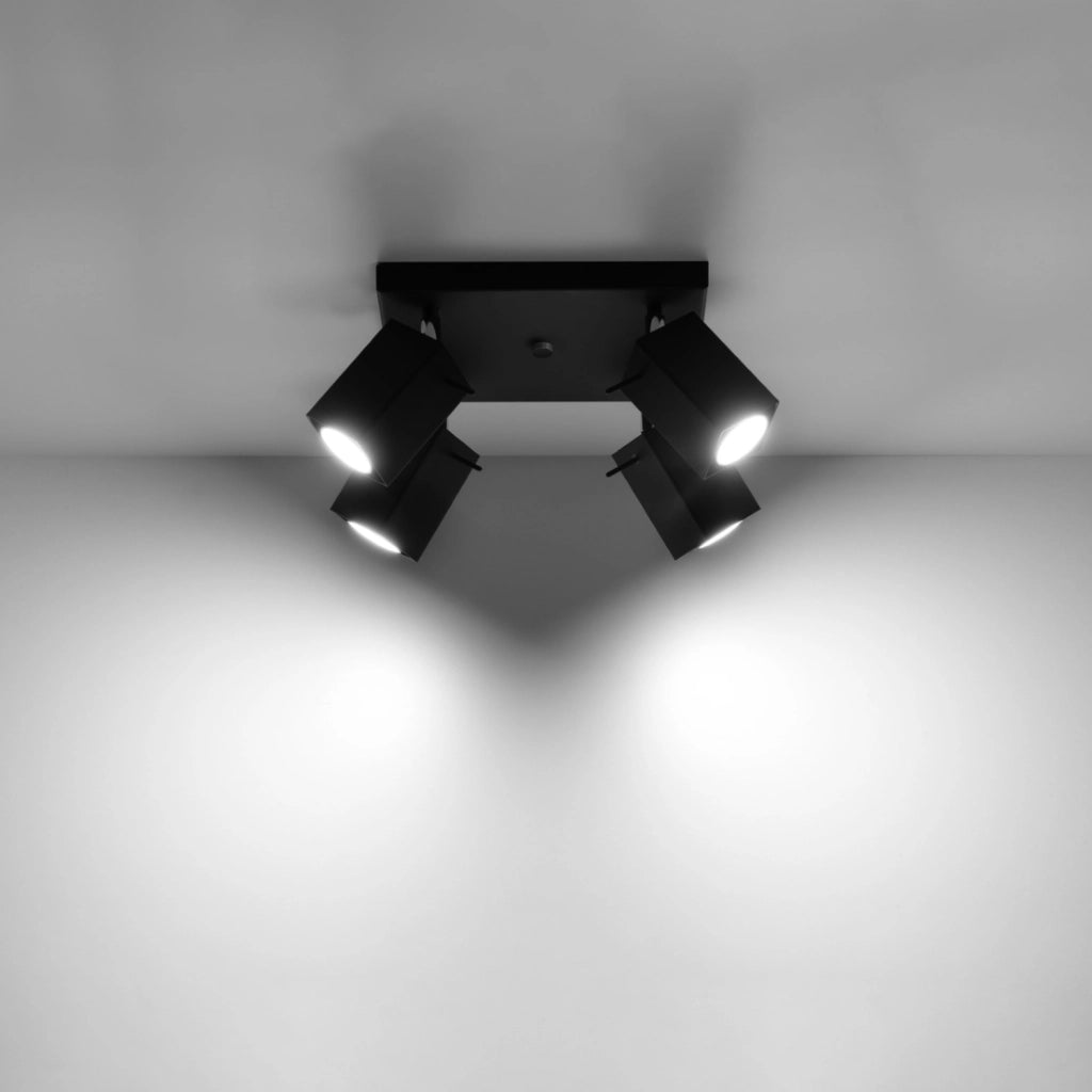 Plafoniera Pure Lume BRAVEA quadrata 4 luci nera/cromo GU10