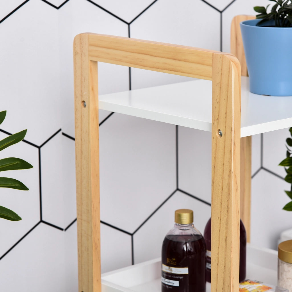Mobiletto da Bagno Legno ¨C zephmum ¨C Beige Bianco 32x30x130