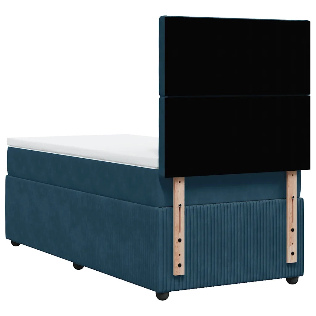 Giroletto a Molle con Materasso Blu Scuro 80x200 cm in Velluto