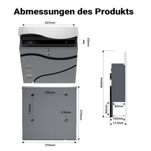 Cassetta postale con vano portagiornale V28 antracite e acciaio inox 370 x 102 x 370 mm