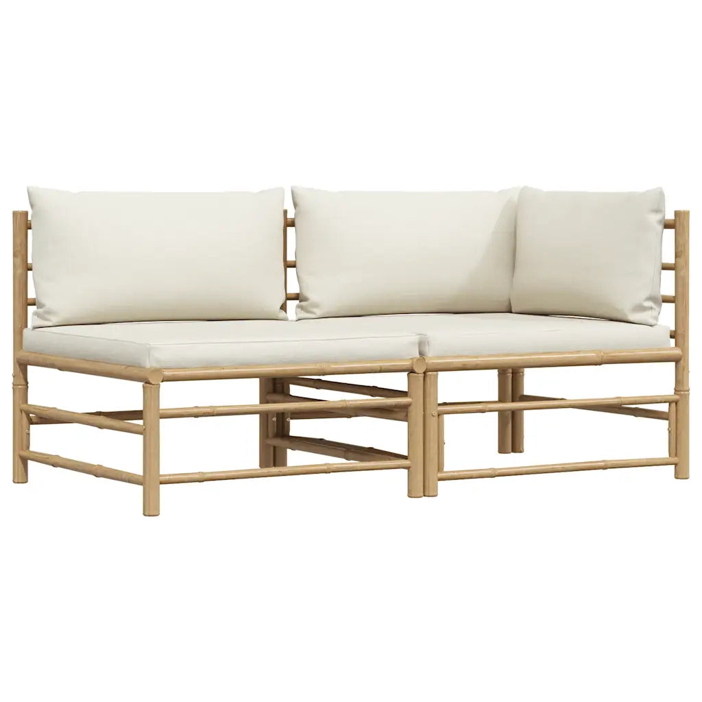 Set Divani da Giardino 2 pz con Cuscini Bianco Crema in BambÃ¹ cod mxl 76504