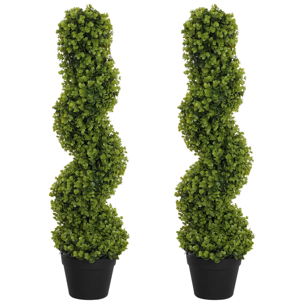 Set di 2 eucalipti artificiali a spirale, 90 cm, pianta da interno, pianta artificiale, grandi piante decorative in vaso per casa, ufficio,