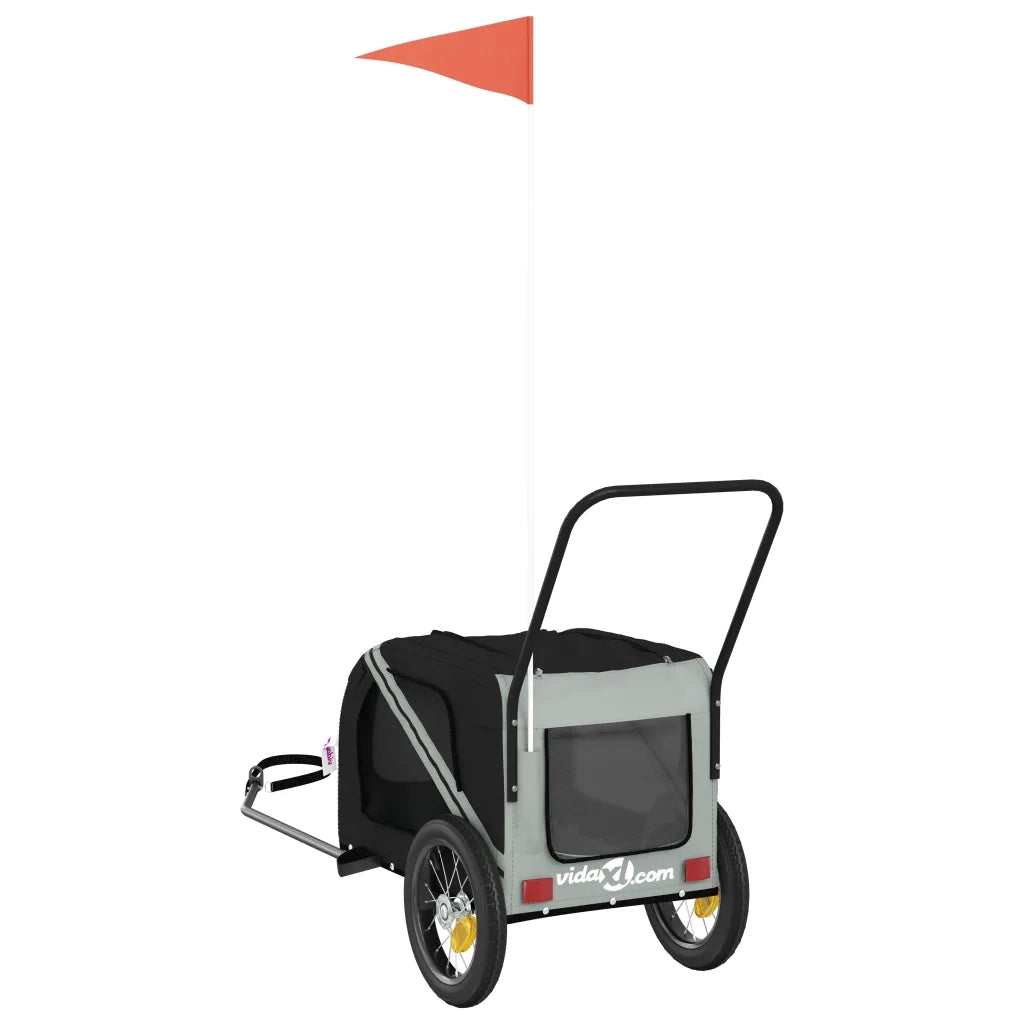 Rimorchio da Bici per Animali Grigio e Nero Oxford e Ferro CFW7209191