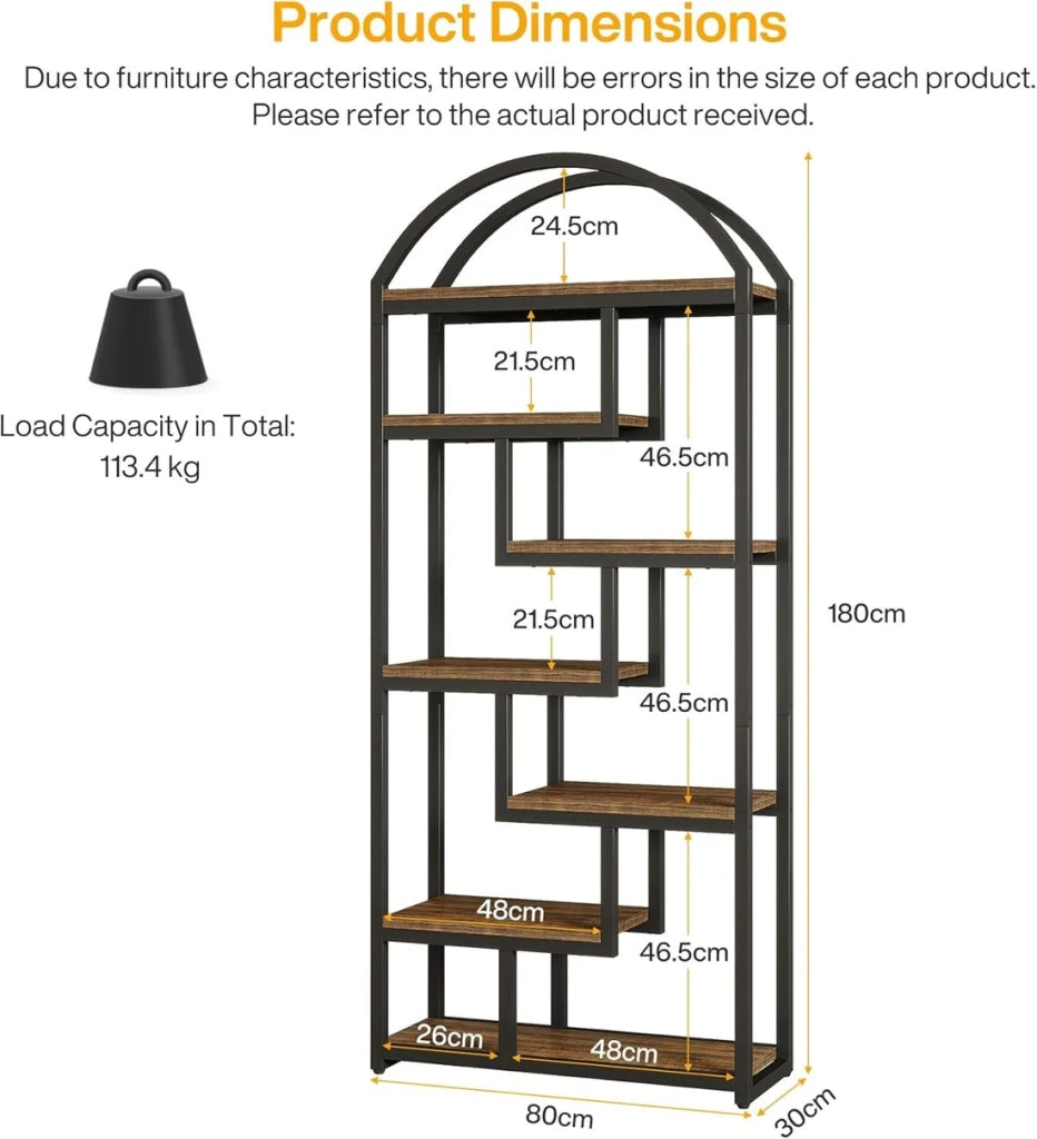LIBRERIA 180 cm Design industriale MDF e metallo Nero/Marrone rustico