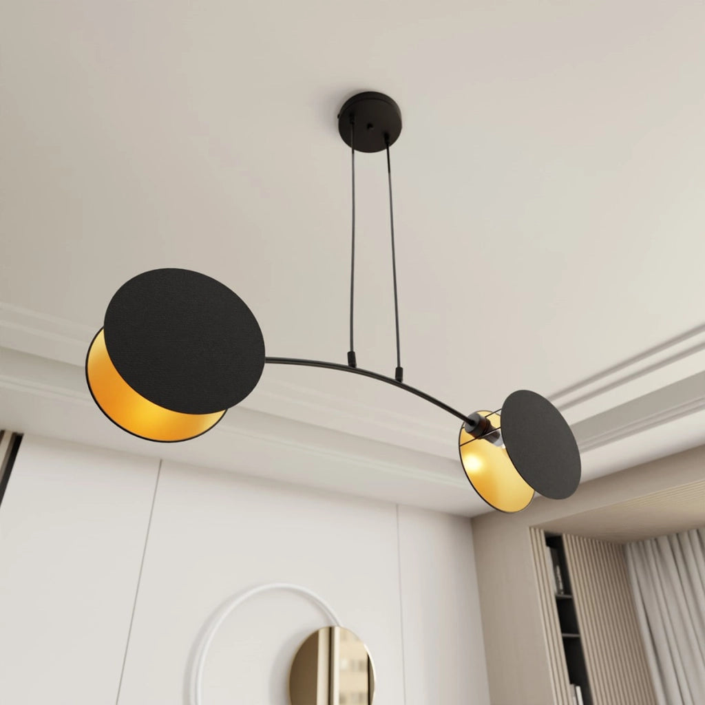 Lampada a sospensione MOTIF in acciaio nero e oro
