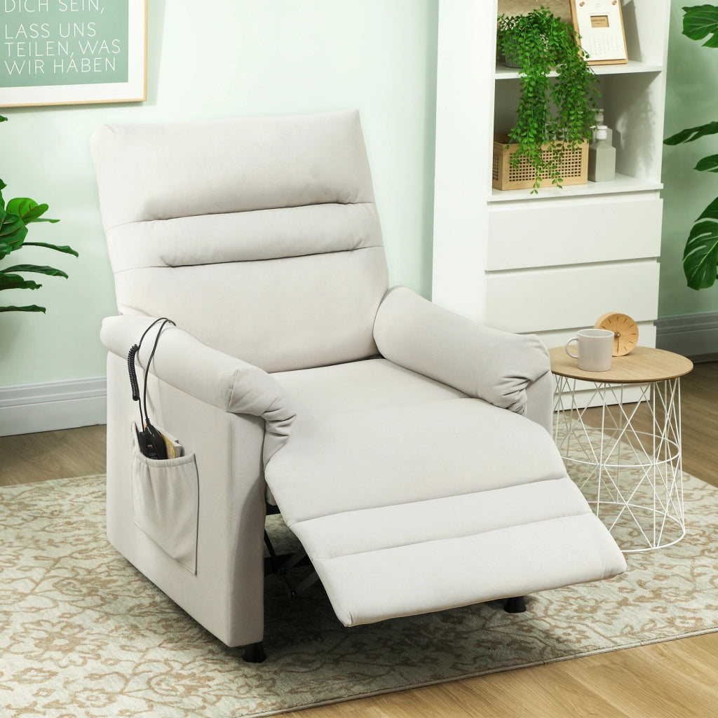 Poltrona Relax Massaggiante Elettrica Reclinabile con Poggiapiedi ¨C Minimal ¨C Cr¨¨ma 82x99x106cm