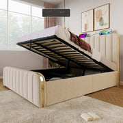 Letto matrimoniale – 140x200 cm – USBC idraulico portata 181 kg – lino beige
