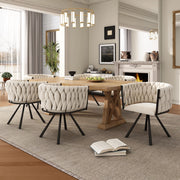 Sedia da pranzo set da 6 girevole a 360 gradi con schienale ergonomico e seduta imbottita morbida velluto beige