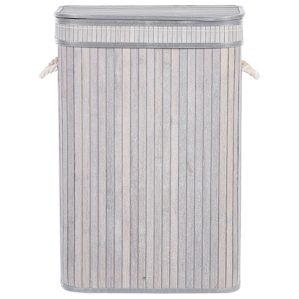 Cestino portaoggetti in bambù grigio con coperchio Cestino per biancheria Accessori pratici lavanderia bucato