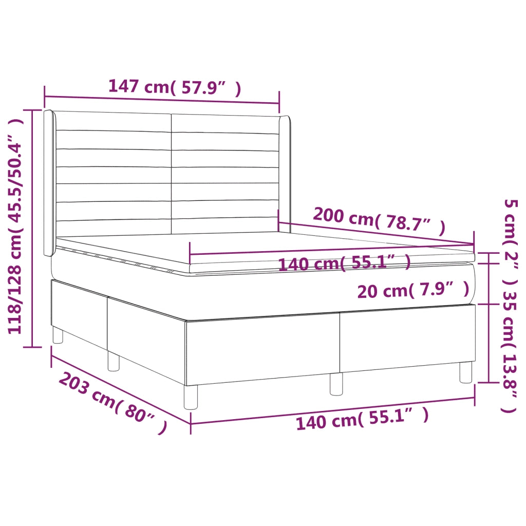 Giroletto a Molle con Materasso Tortora 140x200 cm in Tessuto 3132077