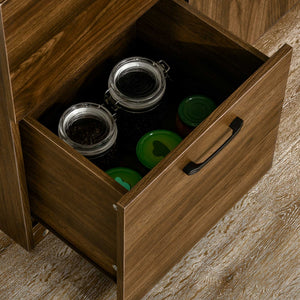 Mobile Credenza 3 Cassetti 2 Ante 3 Ripiani 80x40x178 cm in Legno Noce