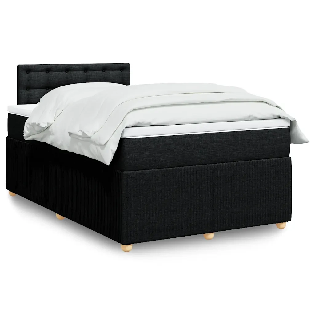 Giroletto a Molle con Materasso Nero 120x190 cm in Tessuto