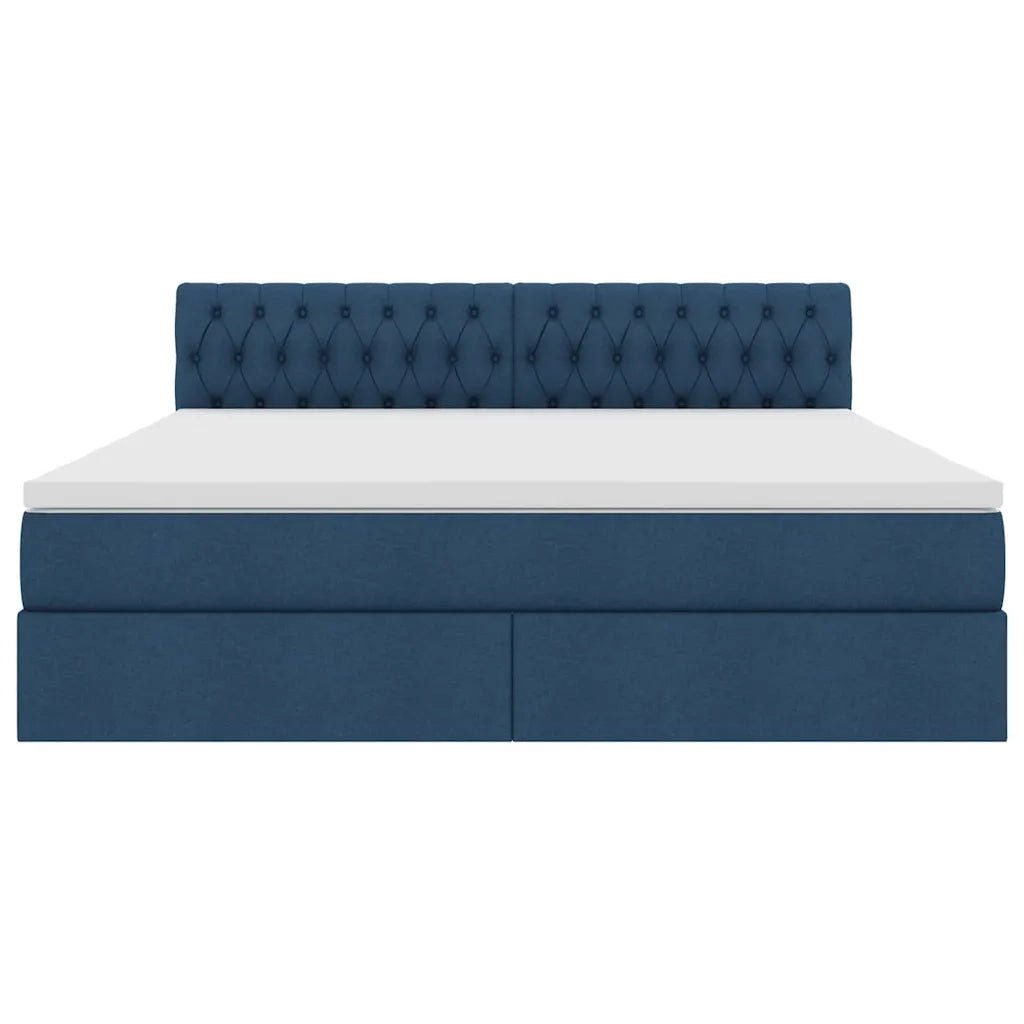 Letto con contenitore e materasso con testiera Blu 160 x 200 cm