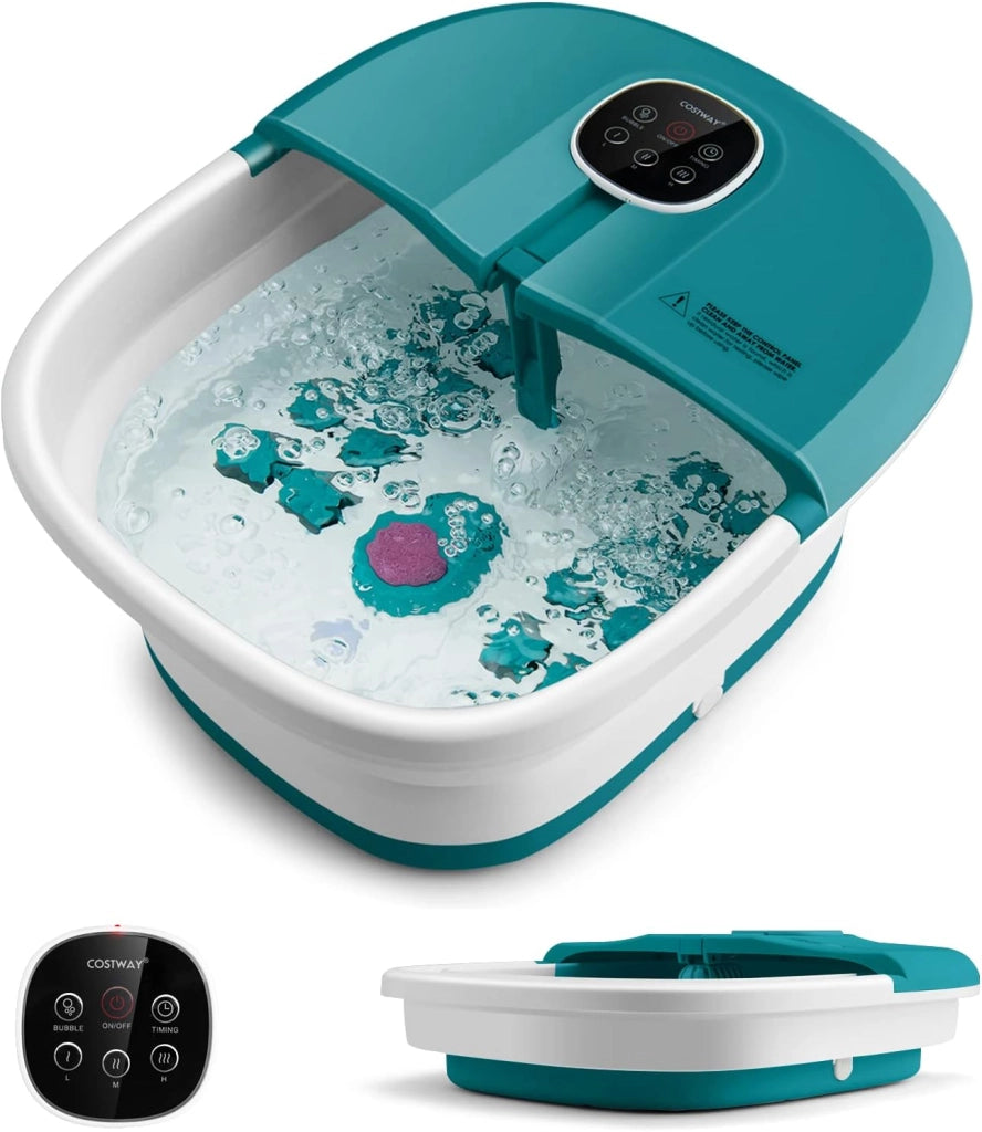 Pediluvio Massaggiatore Piedi Elettrico, Pediluvio Idromassaggio Plantare Pieghevole con Telecomando, 3 Temperature Regolabili, Timer, Fino al 45 (blu)