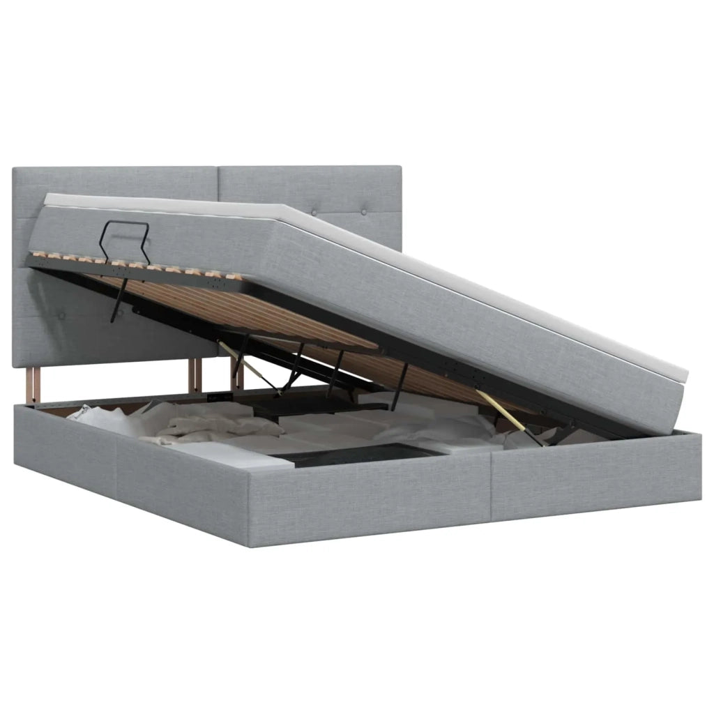 Letto con contenitore e materasso Grigio Chiaro 160 x 200 cm 3459513