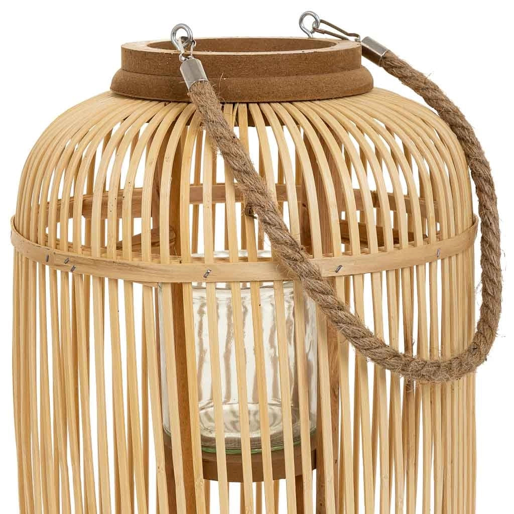 Lanterna portacandele in bambù marrone d27x37h