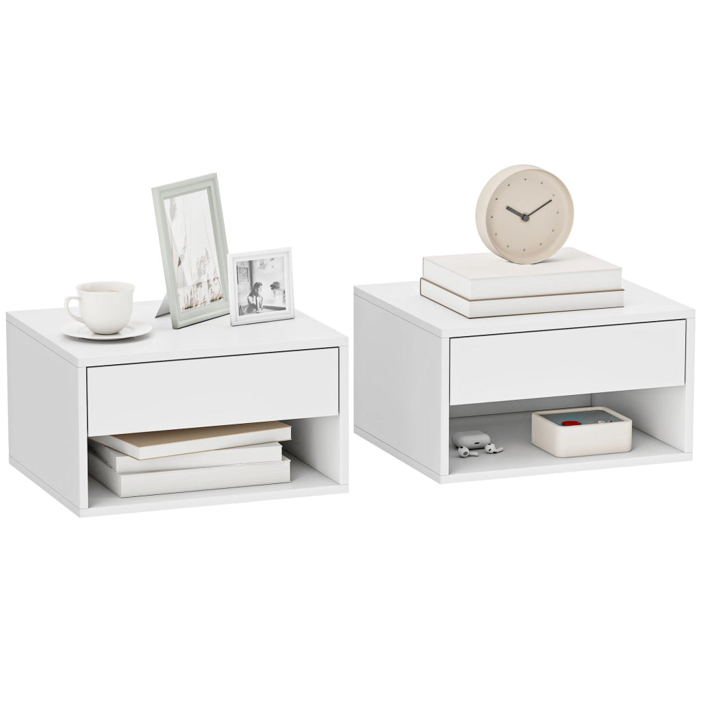 Comodino da parete con cassetto ¨C Xylo ¨C Bianco 37x32x21 cm