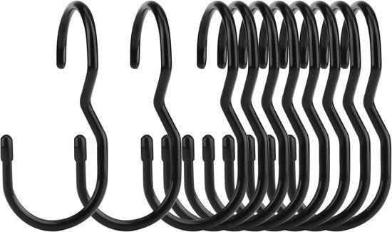 Hanger S-10 pz. nero per armadi soggiorno cucina - Hanger metallico da parete per appendere abiti piante - Hanger a forma di sacchetto con ganci - Incluso set di Hanger S per jeans cappelli cinture.