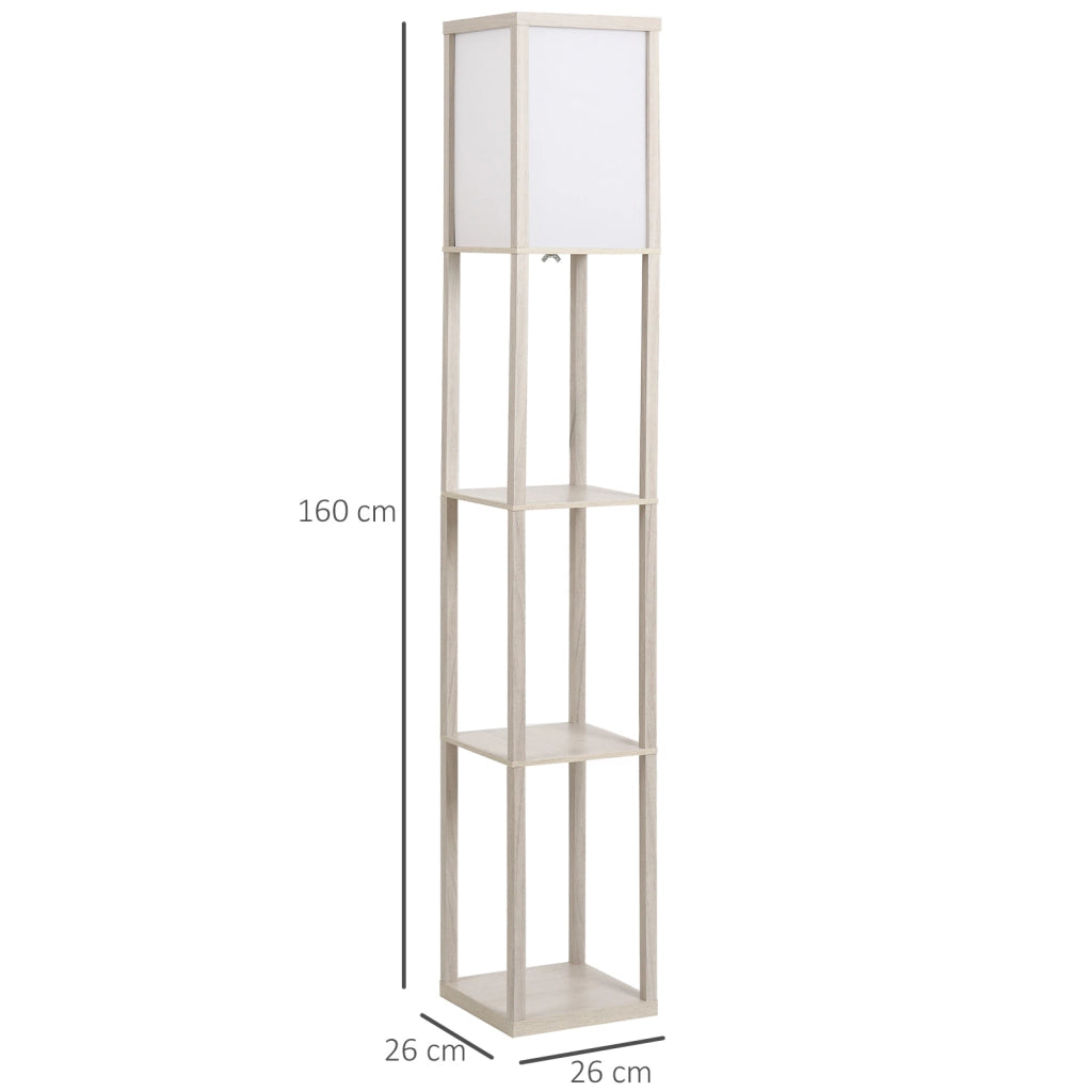 Libreria Lampadaire ¨C zephmum ¨C Grigio chiaro MDF 26x26x160 cm 3 ripiani 4 livelli