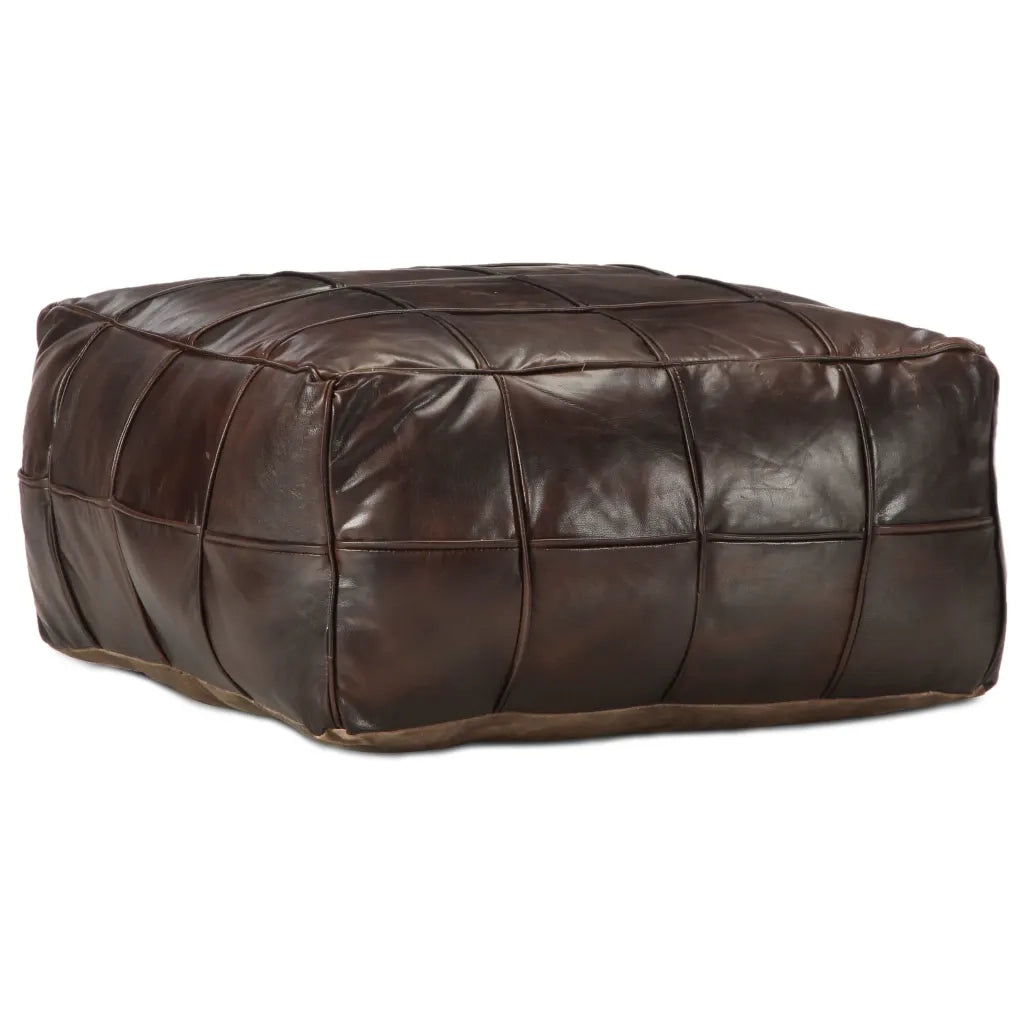 Pouf Marrone Scuro 60x60x30 cm in Vera Pelle di Capracod mxl 82252