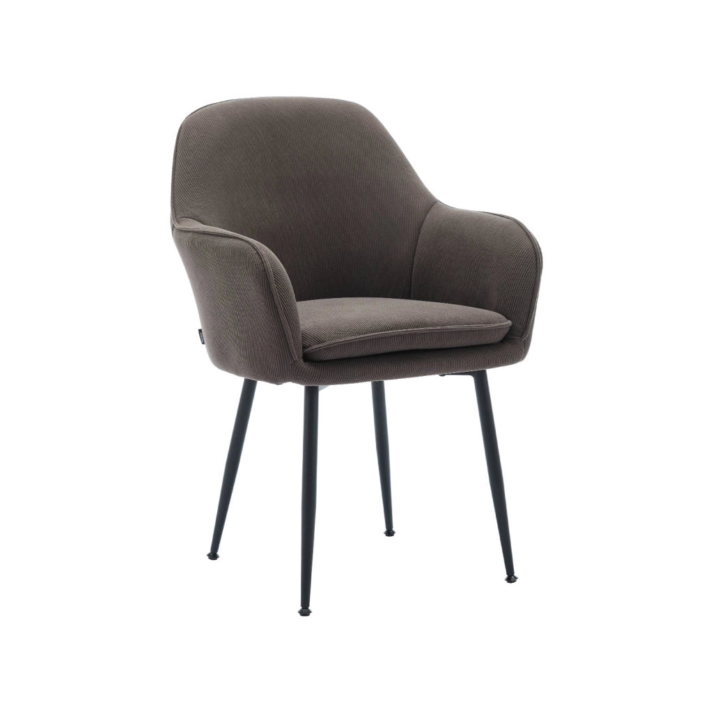 Set di 4 poltrone in velluto a coste con gambe in metallo nero opaco,