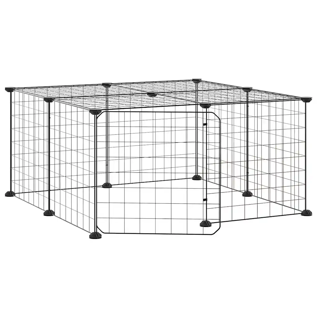 Gabbia per Animali 12 Pannelli con Porta Nero 35x35 cm Acciaio 3114051