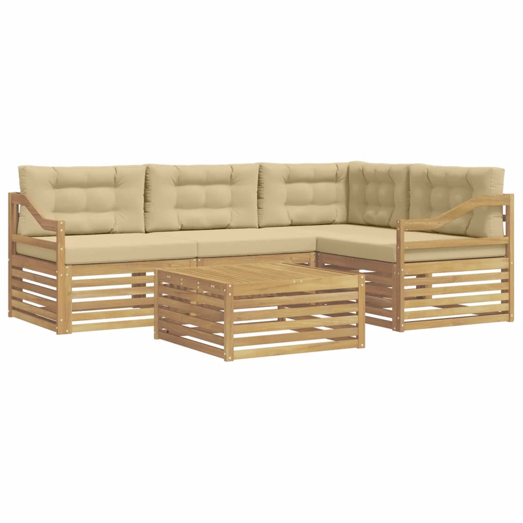 Set di divani da esterno 5 pcs Bianco e Beige Poliestere 3390463