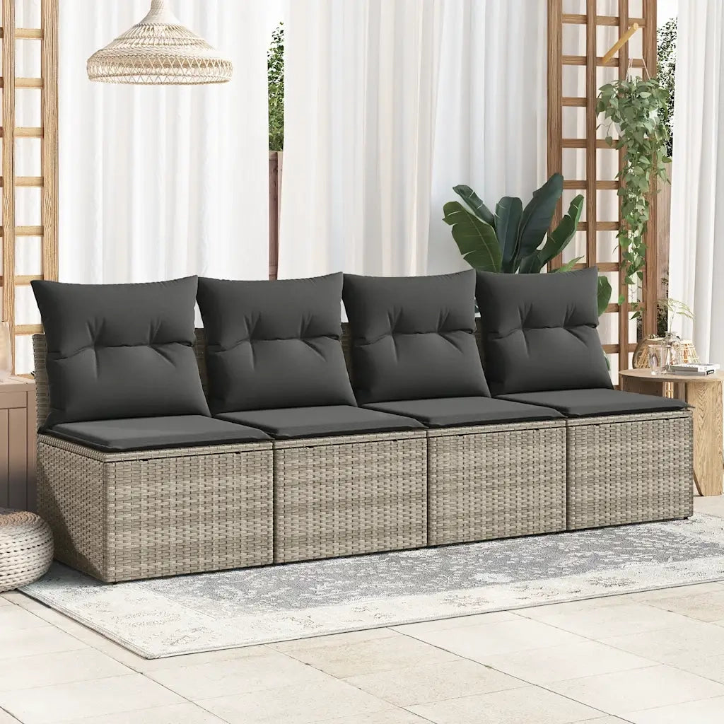 Divano Giardino 2pz con Cuscini Grigio Chiaro Polyrattan Acacia 3325248