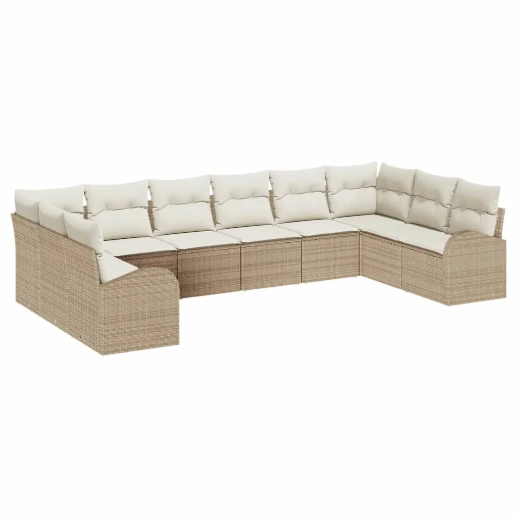 Set di divani con cuscino 10 pcs Beige Polyrattan