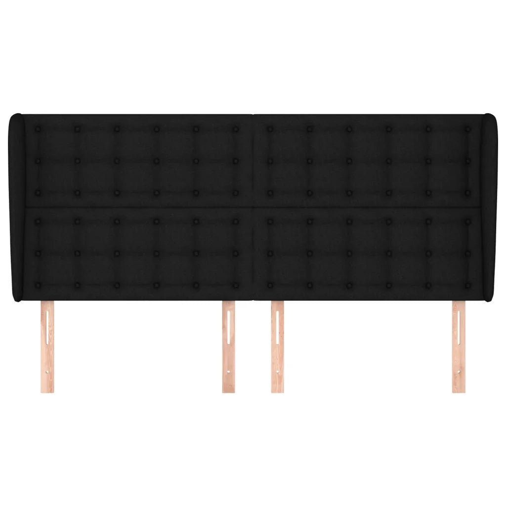 Testiera ad Orecchio-Testata con Orecchie Nera 163x23x118/128 cm in Tessuto 462498