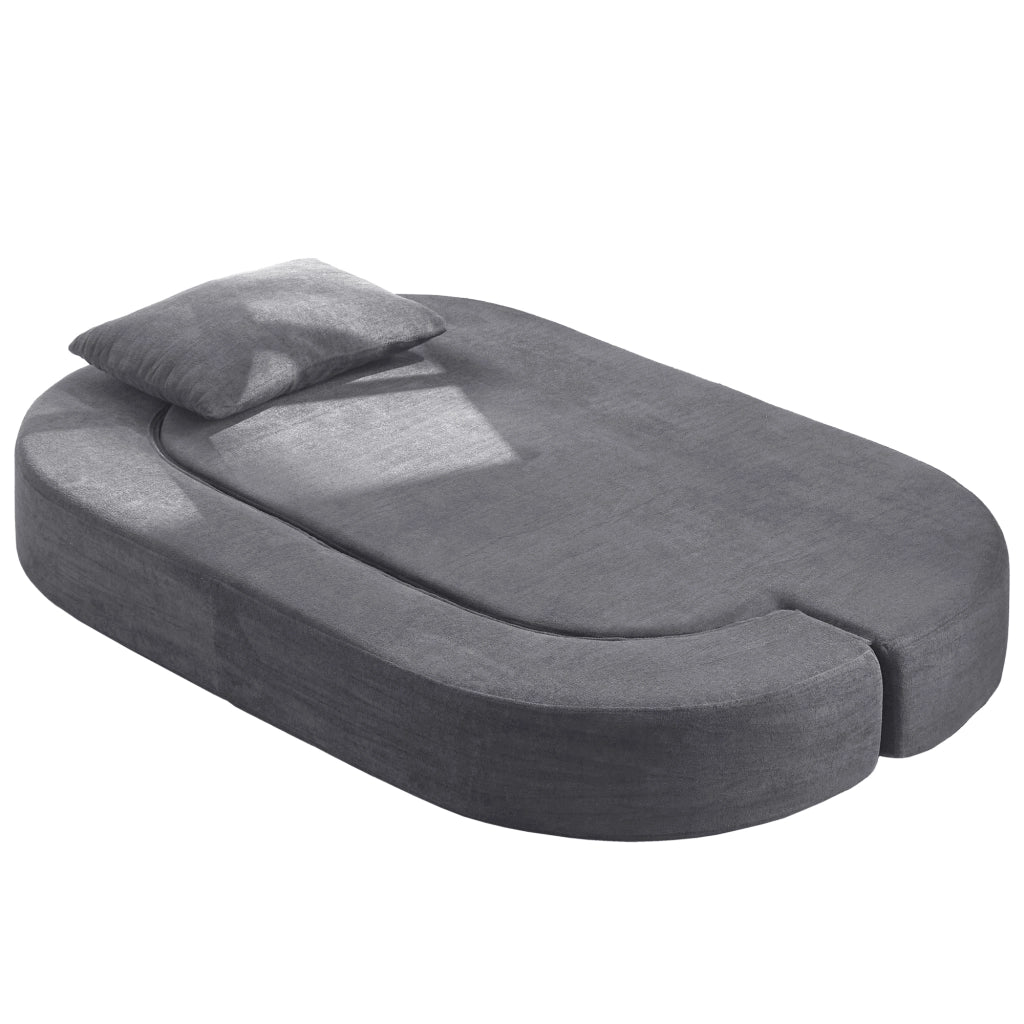 DIVANO LETTO PIEGHEVOLE 131 cm Grigio Chiaro in flanella con coperta