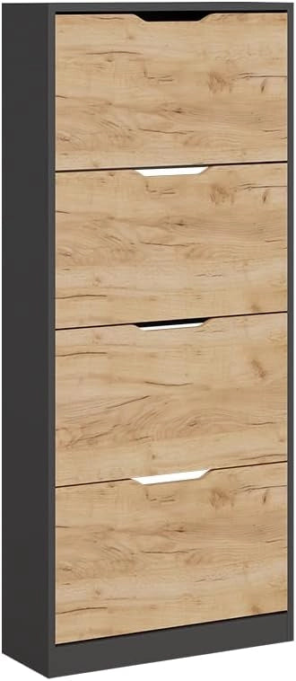 Scarpiera da ingresso Luca, Bianco/Sonoma, 59 x 105 cm 3 scomparti