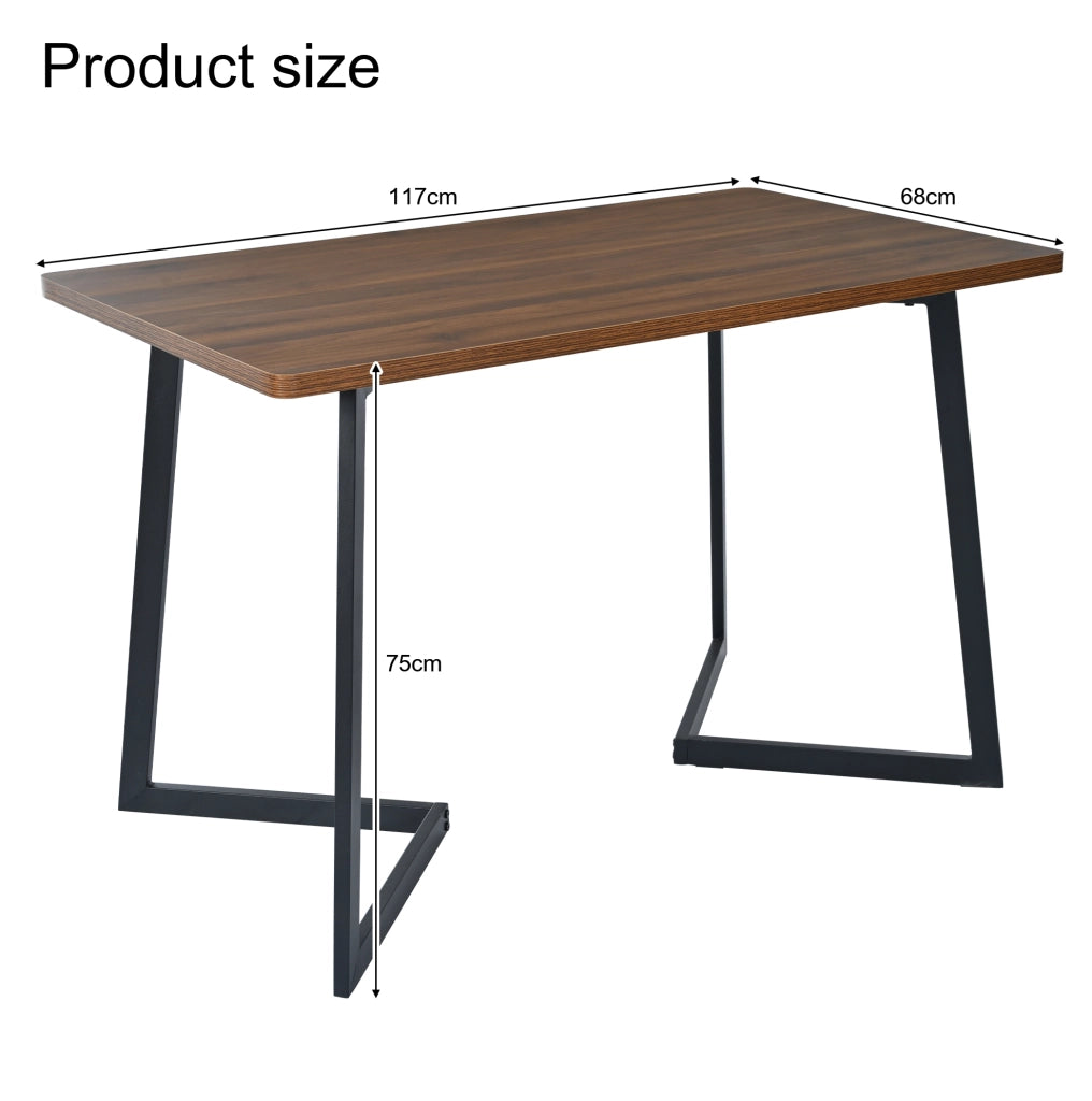Tavolo da pranzo 117x68x75 cm in MDF con gambe in metallo; nero e noce