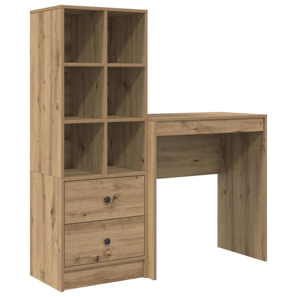 Scrivania con cassetto con lo scaffale 2 pcs Rovere artigianale 3337312