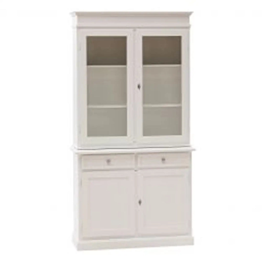 Credenza cristalliera in legno 2 porte mod Martini Shabby chicbianco decorato a mano