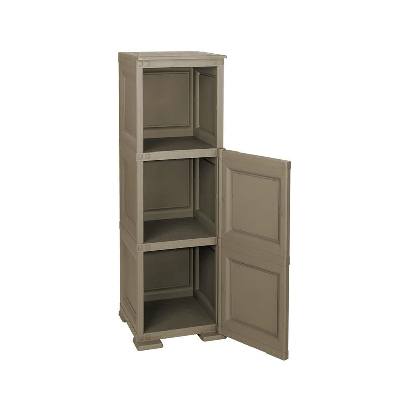 COLONNINA MISTA 3 MODULI 2 ANTE TRAFOR.MOBILE VERSATILE 3 MODULI WENGÉ 40X43X125 CM CON ANTA TRAFORATA E VANI A GIORNO – MOBILE MULTIUSO SALVASPAZIO PER CASA