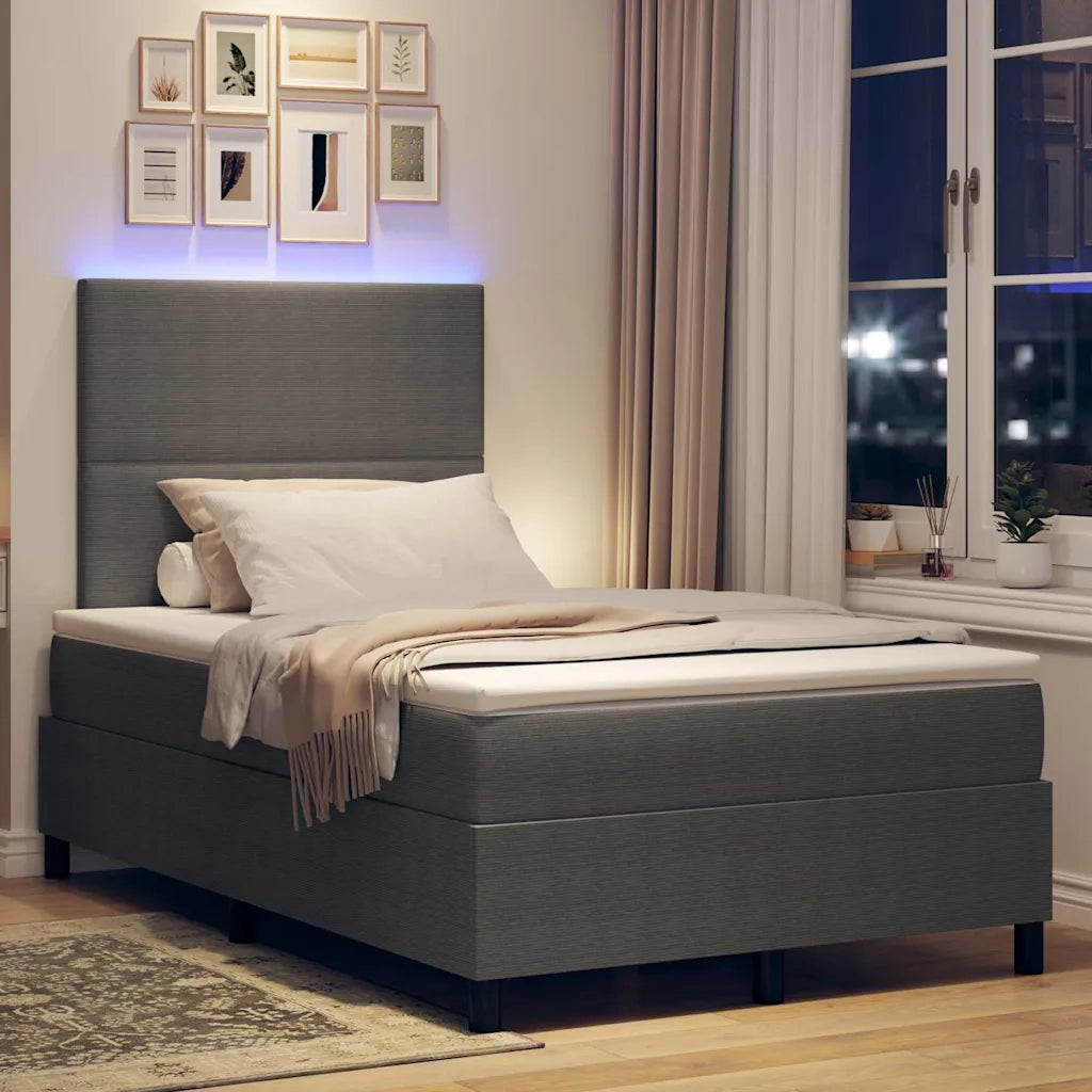 Letto a Sorgente LED Grigio chiaro e bianco 120 x 200 cm 3337639