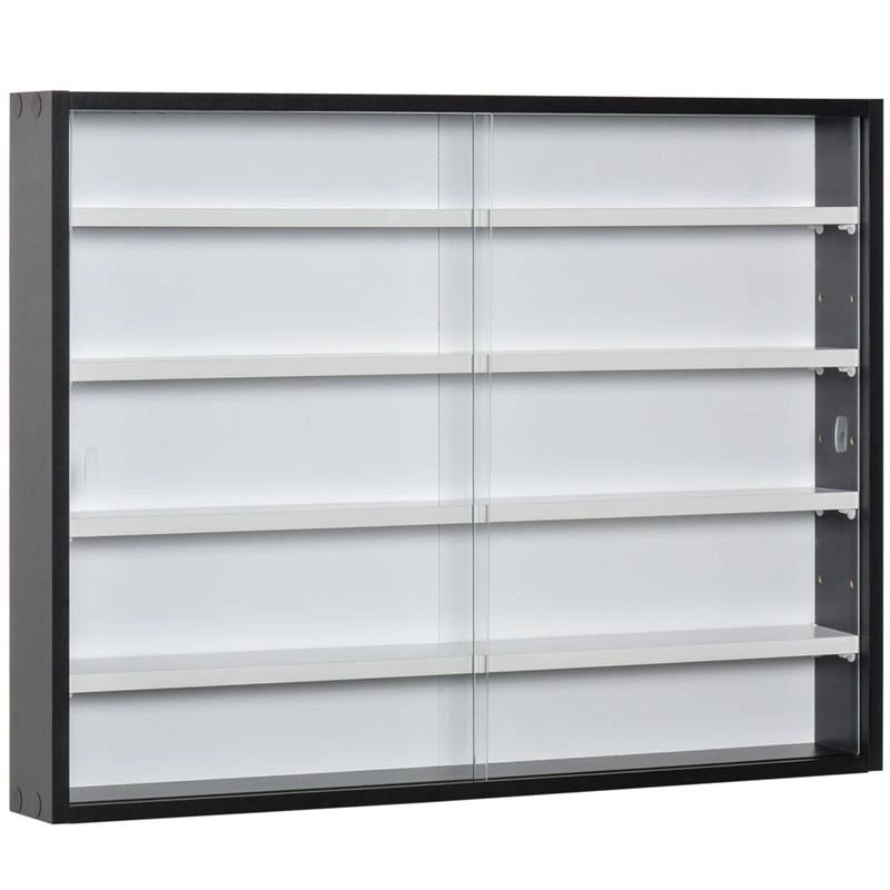 BACHECA CON 5 RIPIANI PORTAOGGETTI CON MENSOLE REGOLABILI 80 X 9,5 X 60 CM NERO E BIANCO